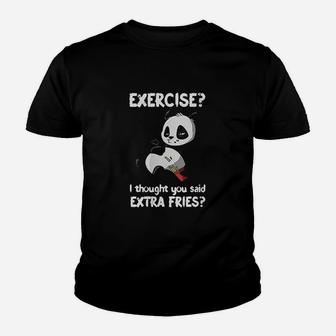 Funny Panda Top Exercise I Thought You Said Extra Fries Youth T-shirt | Crazezy