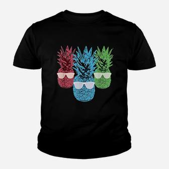Funny Pineapple Retro Pineapples Summer Sunglass Youth T-shirt - Thegiftio UK