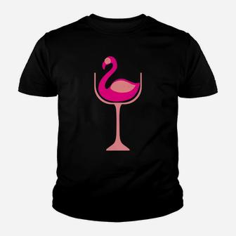 Funny Pink Flamingo In Wine Glass Wine Humor Youth T-shirt - Thegiftio UK