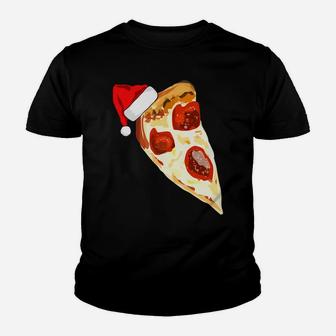 Funny Pizza Lover Santa Hat Christmas Pajama Pepperoni Gift Youth T-shirt | Crazezy CA
