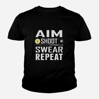 Funny Pool Billiard Aim Shoot Swear Repeat Youth T-shirt - Thegiftio UK