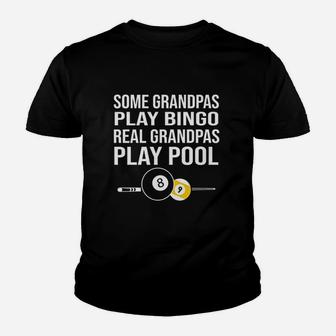 Funny Pool Player Billiards Grandpas Play Pool Youth T-shirt | Crazezy