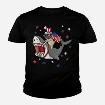 Funny Pug Shark 4Th Of July Dog Mom Dad Puppy Lover Youth T-shirt | Crazezy DE