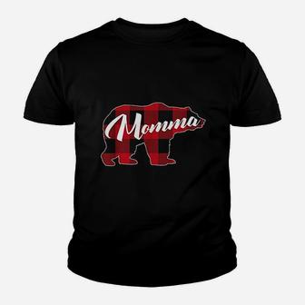 Funny Red Plaid Buffalo Bear Fun Momma Youth T-shirt - Thegiftio UK