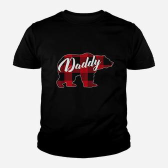 Funny Red Plaid Buffalo Bear Youth T-shirt | Crazezy