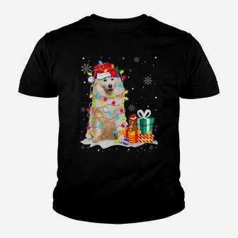 Funny Samoyed Christmas Light Dog Dad Dog Mom Youth T-shirt | Crazezy AU