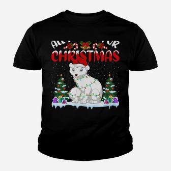 Funny Santa Hat All I Want For Christmas Is A Arctic Fox Youth T-shirt | Crazezy AU