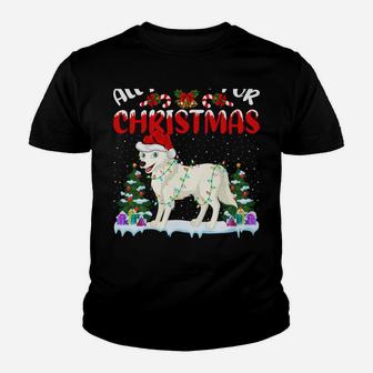Funny Santa Hat All I Want For Christmas Is A Arctic-Wolf Youth T-shirt | Crazezy