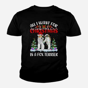Funny Santa Hat All I Want For Christmas Is A Fox Terrier Youth T-shirt | Crazezy DE