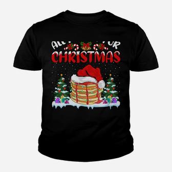 Funny Santa Hat All I Want For Christmas Is A Pancake Sweatshirt Youth T-shirt | Crazezy
