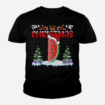 Funny Santa Hat All I Want For Christmas Is A Watermelon Youth T-shirt | Crazezy DE