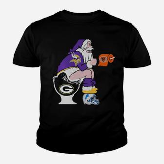 Funny Santa In Toilet Youth T-shirt - Monsterry