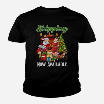 Funny Santa Mrs Claus With Elves Shipping Now Available Youth T-shirt - Monsterry