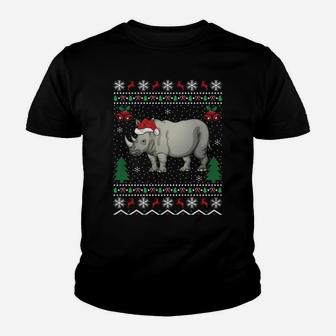 Funny Santa Rhinoceros Xmas Gift Ugly Rhino Christmas Youth T-shirt | Crazezy DE