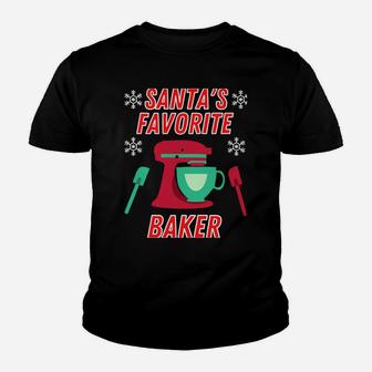 Funny Santas Favorite Baker Love Baking Christmas Bake Gift Sweatshirt Youth T-shirt | Crazezy CA
