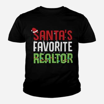 Funny Santa's Favorite Realtor Estate Agent Christmas Gift Youth T-shirt | Crazezy CA