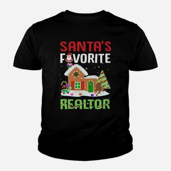 Funny Santa's Favorite Realtor Estate Agent Christmas Gift Youth T-shirt | Crazezy