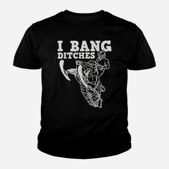 Funny Snowmobile Rider I Bang Ditches Snowmobiling Racer Youth T-shirt | Crazezy