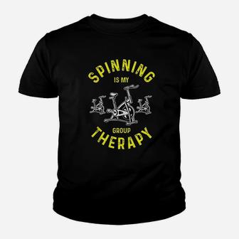 Funny Spin Class Spinning Is My Group Therapy Youth T-shirt | Crazezy AU