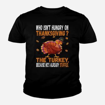 Funny Thanksgiving Joke Dabbing Stuffed Turkey Pun Fall Youth T-shirt | Crazezy