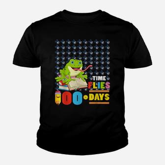 Funny Time Flies 100 Days Frog Lovers 100Th Day Of School Youth T-shirt | Crazezy CA