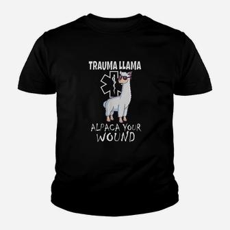 Funny Trauma Llama Emt Design Medic Ems Alpaca Your Wound Youth T-shirt | Crazezy CA