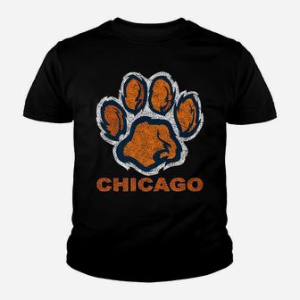 Funny Vintage Foot Paw Bear Orange Chicago Gifts Youth T-shirt | Crazezy