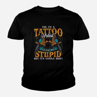 Funny Vintage Tattoo Artist Quote Tattooing Machine Youth T-shirt | Crazezy