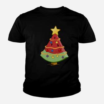 Funny Watermelon Christmas Tree With Lights Xmas Sweatshirt Youth T-shirt | Crazezy DE