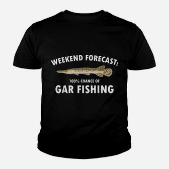 Funny Weekend Forecast Alligator Gar Fishing Youth T-shirt | Crazezy CA