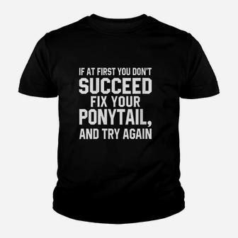 Funny Workout Fix Your Ponytail Saying Fitness Youth T-shirt | Crazezy