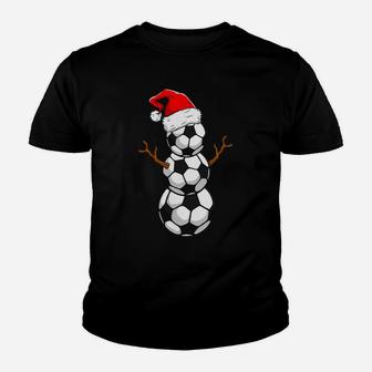Funny Xmas Christmas Holiday Santa Snowman Ball Gifts Soccer Youth T-shirt | Crazezy