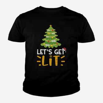 Funny Xmas Drunk Let's Get Lit - Christmas Drinking Sweatshirt Youth T-shirt | Crazezy UK