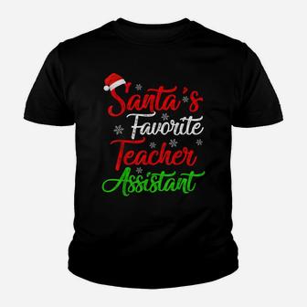 Funny Xmas Santa's Favorite Teacher Assistant Christmas Youth T-shirt | Crazezy