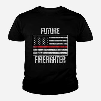 Future Firefighter Us Red Line Flag Fireman Youth T-shirt | Crazezy