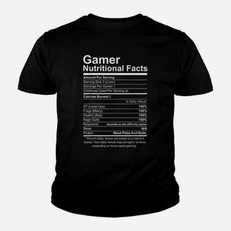 Gamer Nutritional Facts Cool Gamer Video Game Funny Youth T-shirt | Crazezy AU