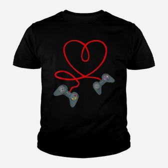 Gamer Valentines Day Heart Video Controller Youth T-shirt - Monsterry DE