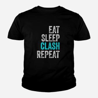 Gaming Clan Eat Sleep Clash Repeat Clans Vintage Youth T-shirt | Crazezy