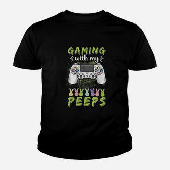 Gaming With My Easter Peeps Funny Gaming Bunny Youth T-shirt | Crazezy DE