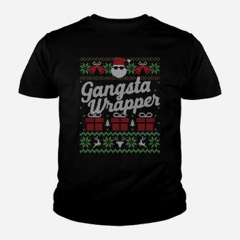 Gansta Wrapper Ugly Christmas Sweater Funny Santa Sweatshirt Youth T-shirt | Crazezy AU