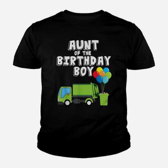 Garbage Truck Aunt Birthday Boy Balloons Birthday Party Youth T-shirt | Crazezy