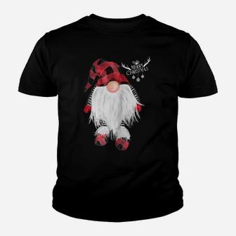 Garden Gnome Merry Christmas Red Buffalo Plaid Pajama Raglan Baseball Tee Youth T-shirt | Crazezy AU