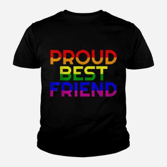 Gay Ally Proud Best Friend Pride Shirt Lgbt Rainbow Flag Bff Youth T-shirt | Crazezy