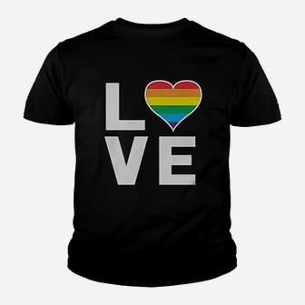 Gay Love Rainbow Heart Lgbt Gay Pride Awareness Youth T-shirt | Crazezy