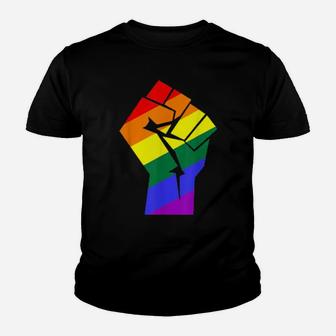 Gay Pride Lgbtq Rainbow Flag Resist Fist Gay Rights Equality Youth T-shirt - Monsterry