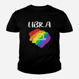 Gay Pride Libra Birthday Lgbt October Rainbow Flag Gift Youth T-shirt | Crazezy AU