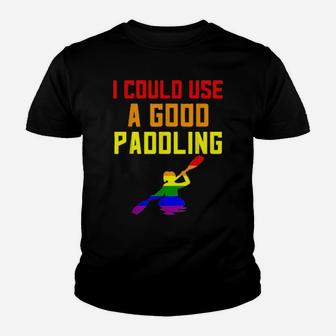 Gay Pride Stuff Lgbtq Rainbow Kayak I Need A Good Paddling Youth T-shirt - Monsterry AU