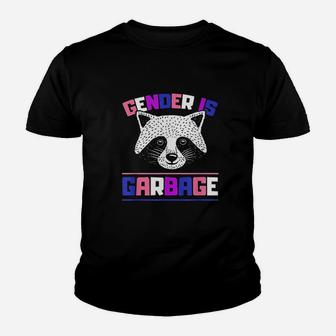 Gender Is Garbage Raccoon Genderfluid Pride Flag Gift Youth T-shirt | Crazezy