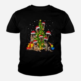 German Shepherd Christmas Tree Gift X-Mas Santa Hat Sweatshirt Youth T-shirt | Crazezy