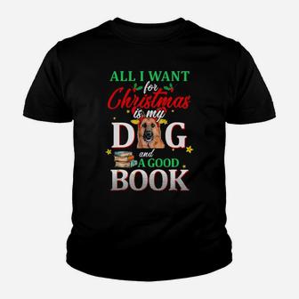 German Shepherd My Dog And A Good Book For Xmas Gift Youth T-shirt - Monsterry DE